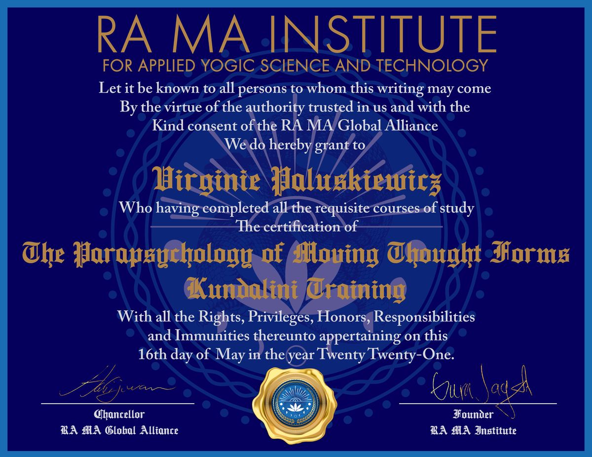Certificat Parapsychology of Moving Thoughtform